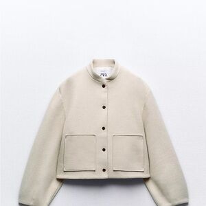 Zara Women's Cream Bomber Jacket